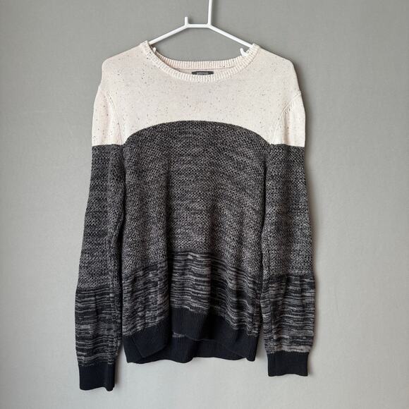Kenneth Cole‎ Reaction Size L Gray and Cream elbow patch sweater - Picture 1 of 9